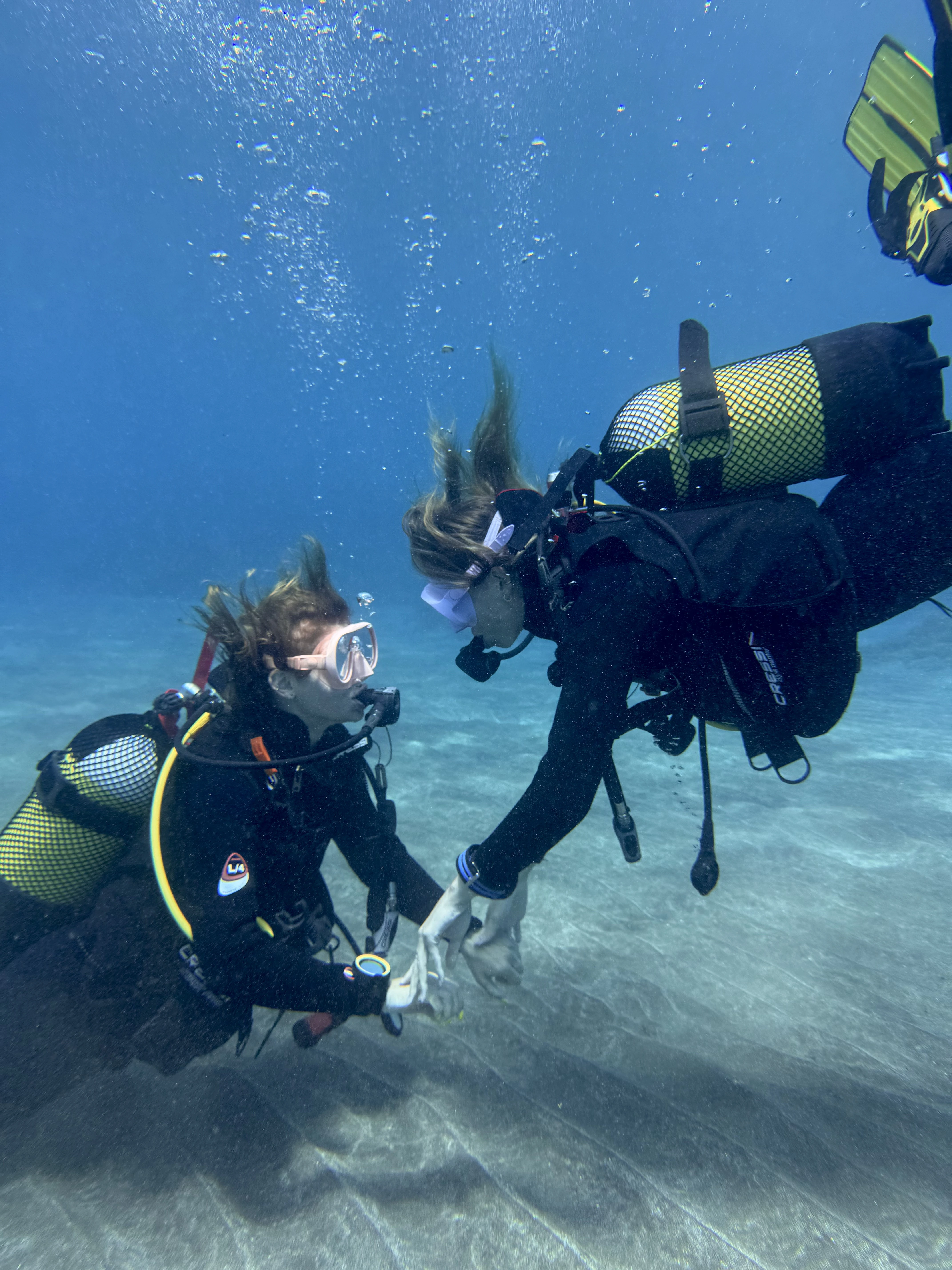 Relaxed beginner diver on a try scuba dive in Los Cristianos, Tenerife