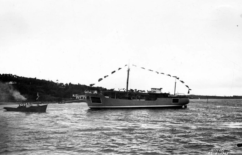 Historic photograph of the cargo vessel Marujín, later renamed El Condesito, before it sank off Punta Rasca in Tenerife in 1973.