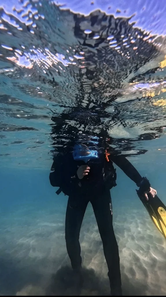 Open Water Diver student practicing scuba diving skills.