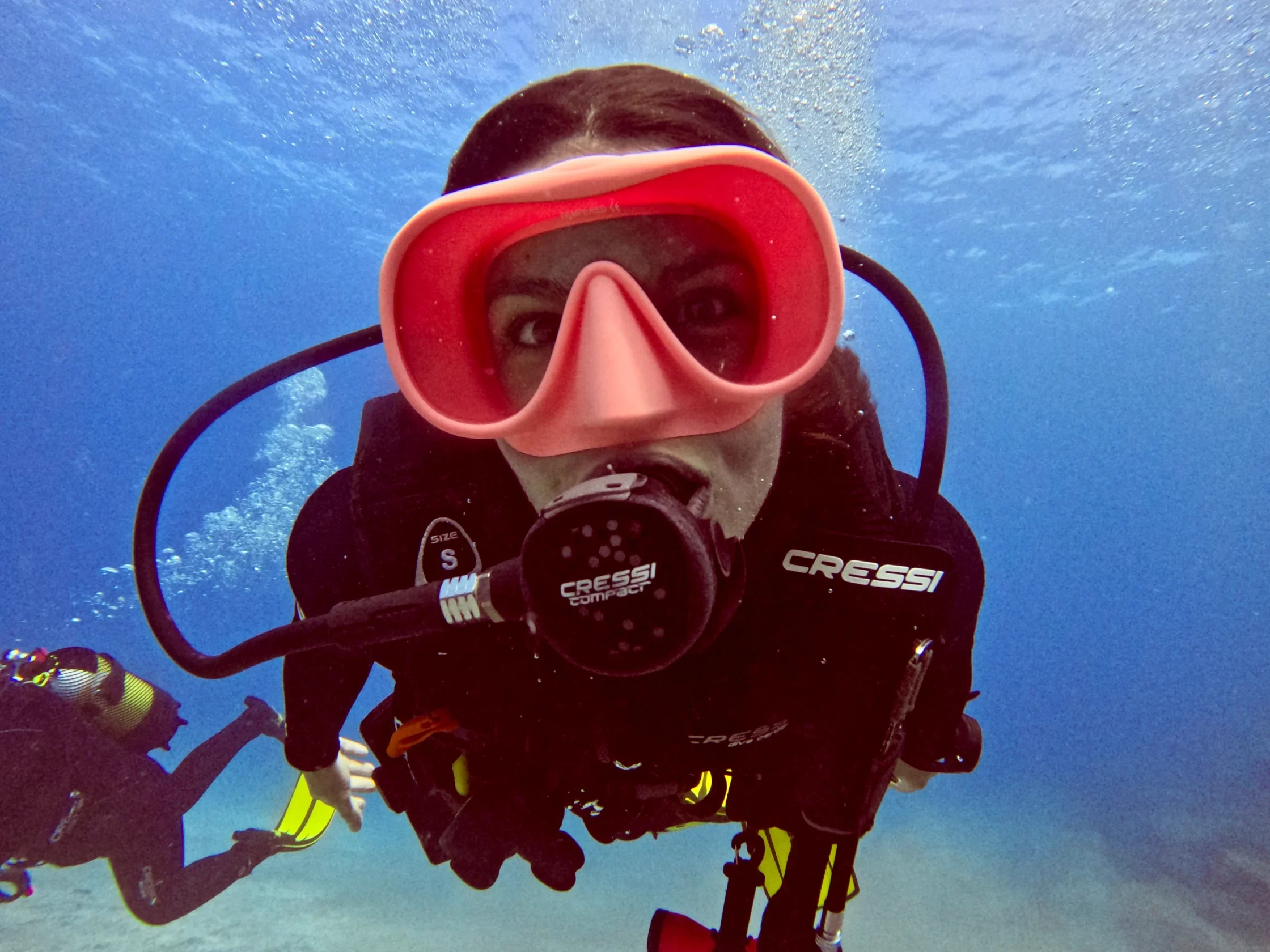 Scuba diver underwater during the SSI Enriched Air Nitrox course dive at Barbarian Diving Tenerife